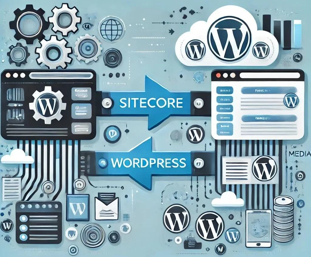 a concept image for the sitecore to wordpress migration process