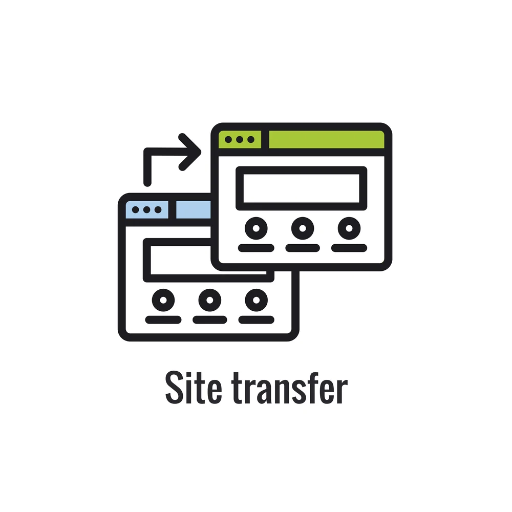 Website Data Transfer Icon W Arrow Imagery Of Transfer concept image for drupal to wordpress migration