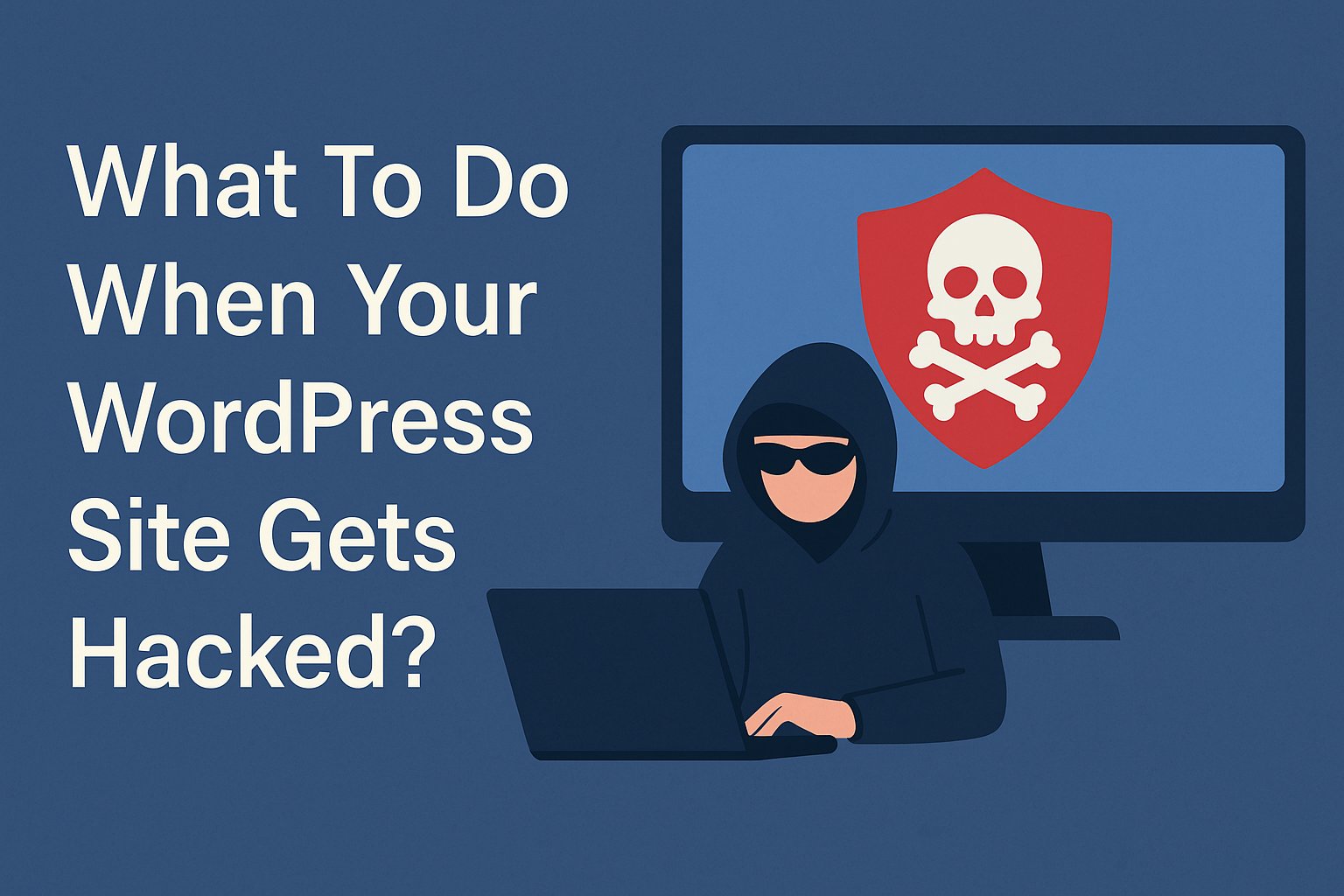 A graphic image showing text What To Do When Your Wordpress Site Gets Hacked